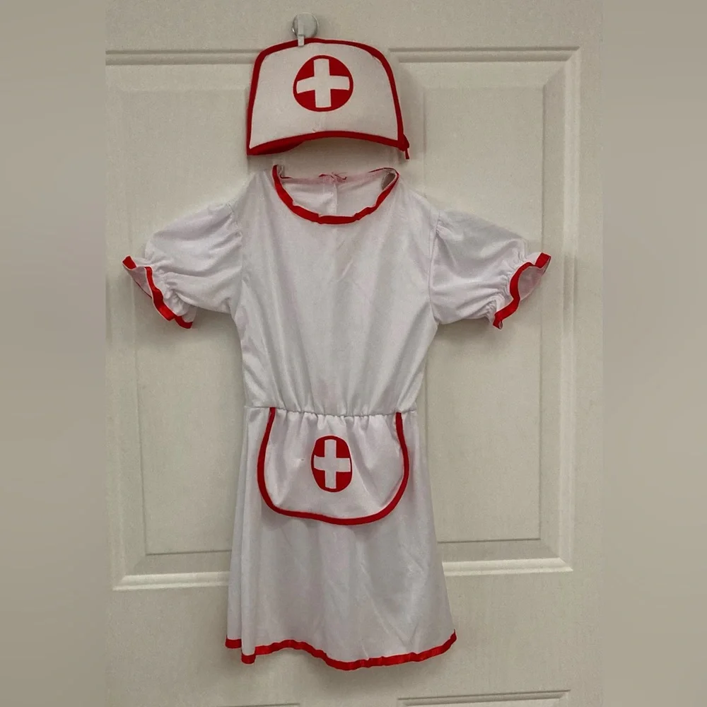 🩺🏥🩺Kids Nurse Costume - White and Red dress with hat